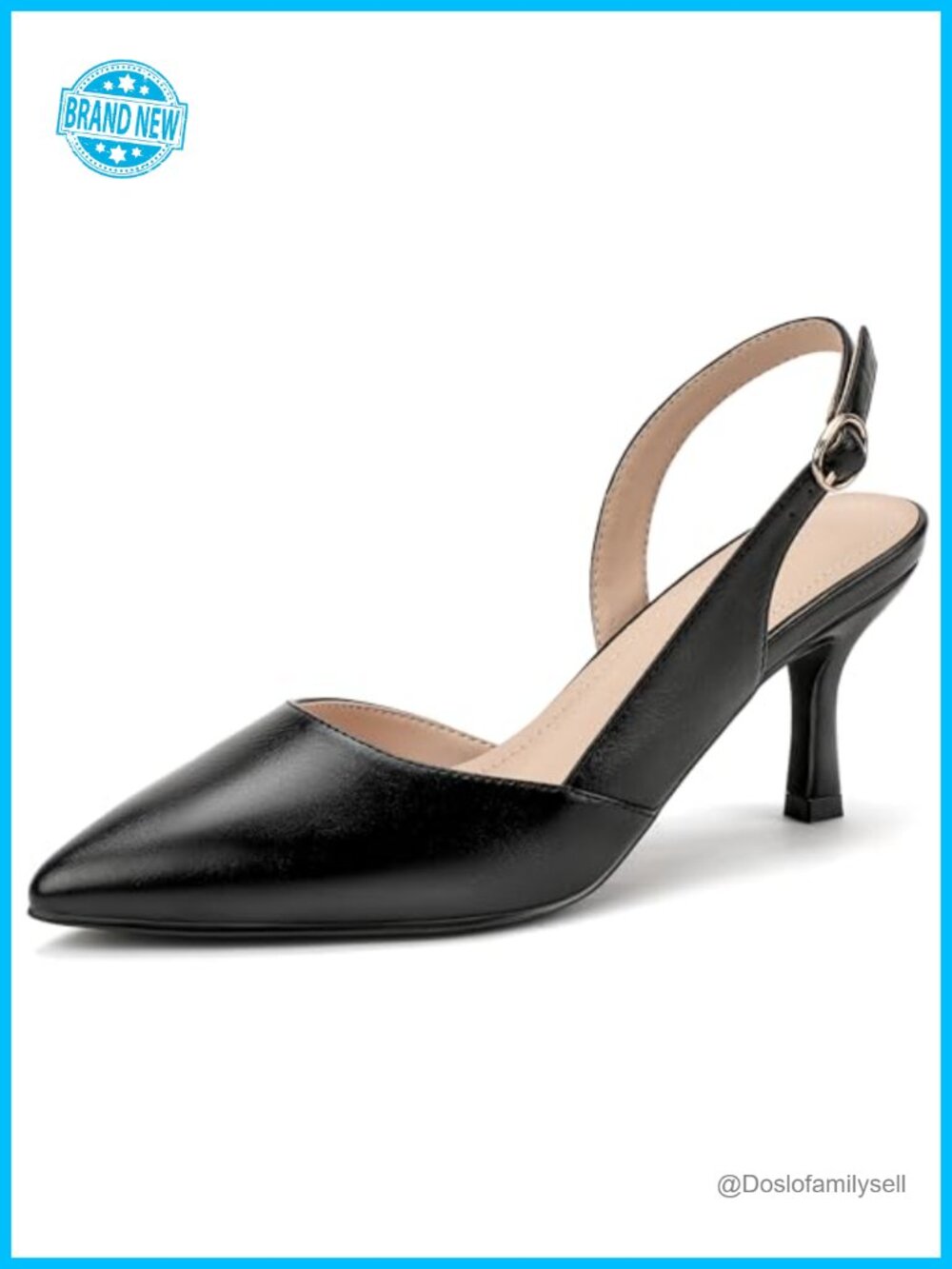 IDIFU Women's Slingback Kitten Heels D'Orsay Pumps Closed Pointed Toe Comfy